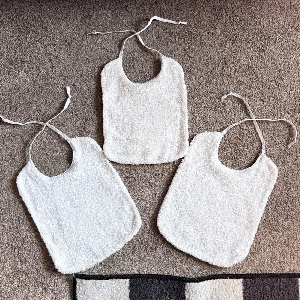 🍓 Handmade Gingham Pastel Cat Rainbow Duck Terry Cloth Tie Back Bibs (3 Pack)